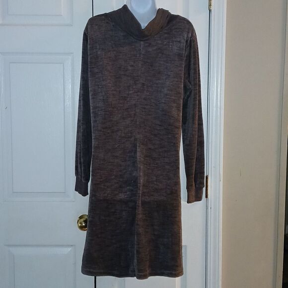 The Limited brown gray super soft cowl neck fall winter casual dress Sz L EUC - Picture 4 of 7